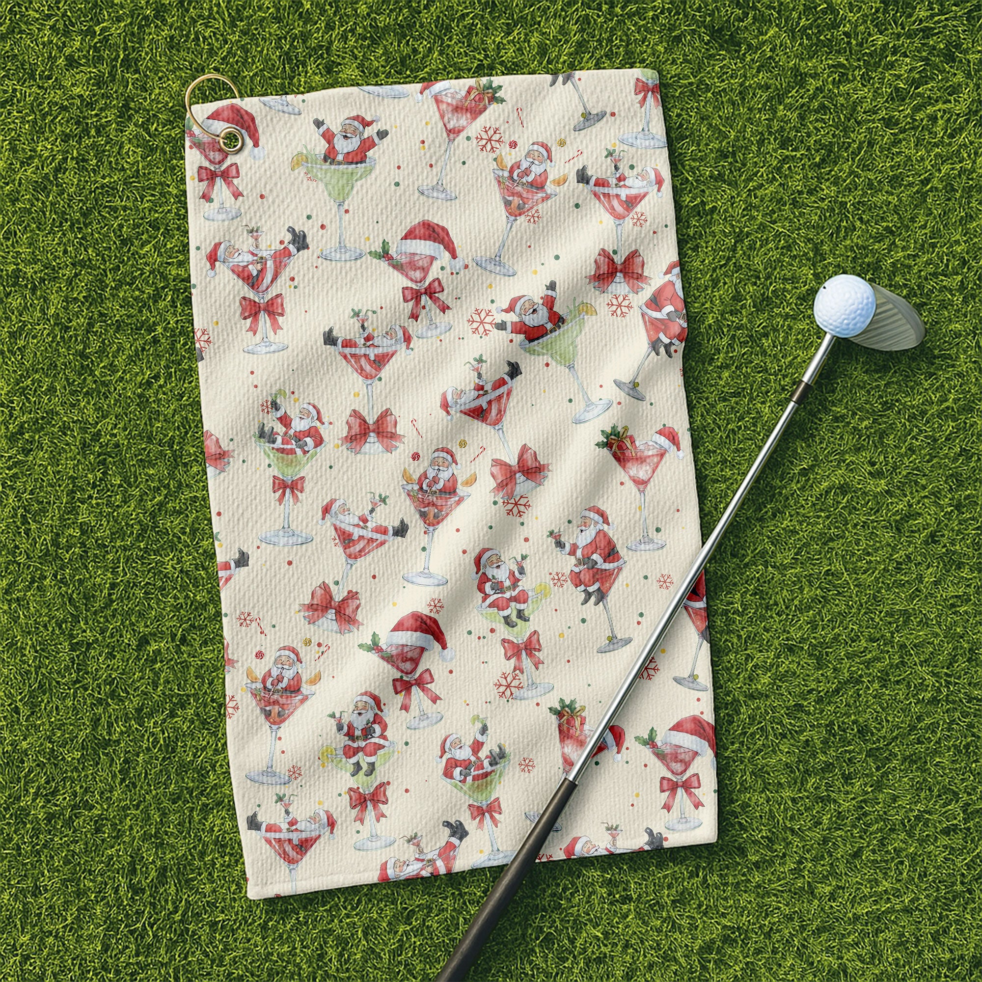 Santa Claus Margarita Christmas Golf Towels, Dad Golf Gift