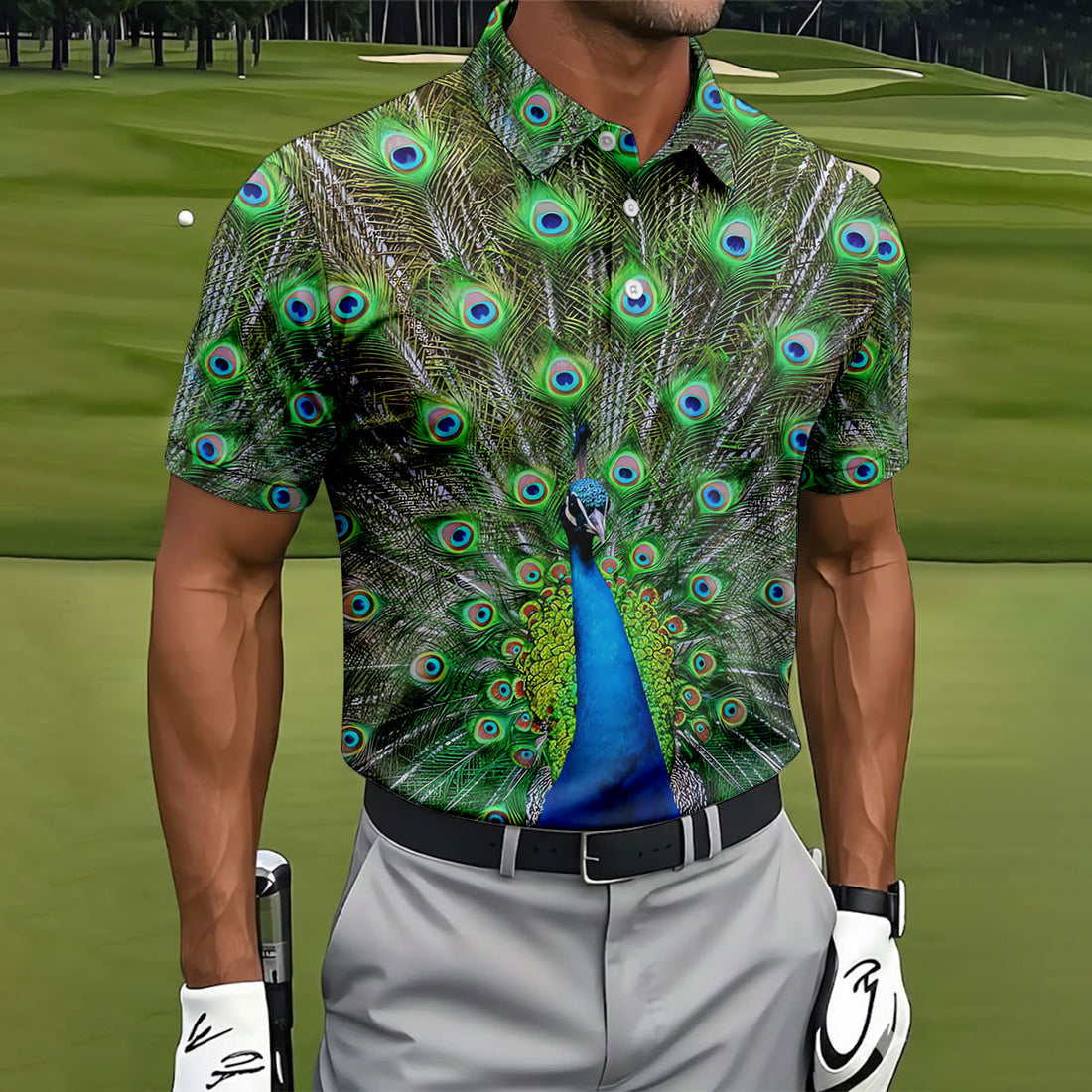 The Peacock Unique Golf Shirt, Golf Tops For Men, Golf Shirts For Men, Polo Shirts For Men