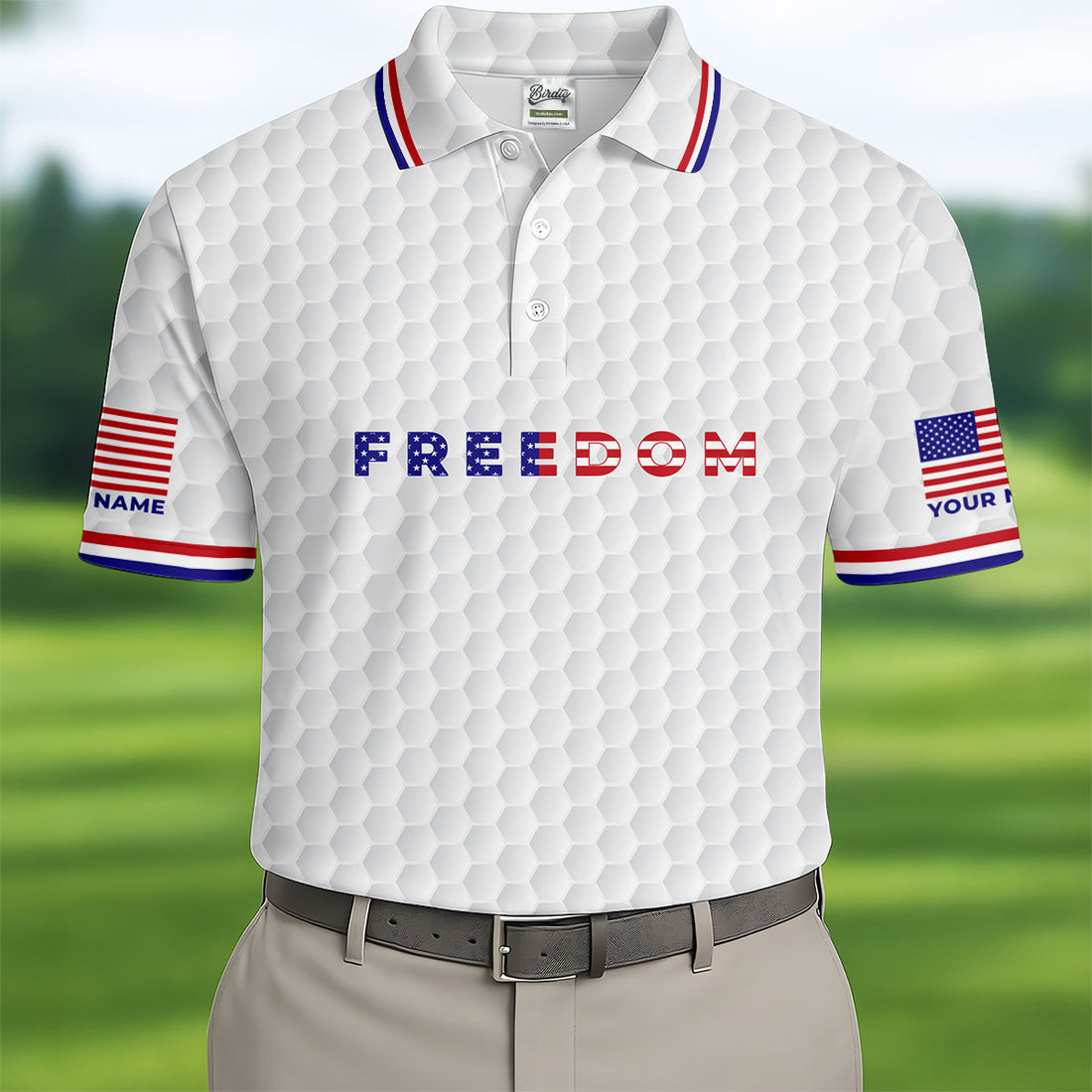 Freedom American Bald Eagle 250th Anniversary White Golf Shirt, Patriotic 4th Of July Golf Shirts For Men