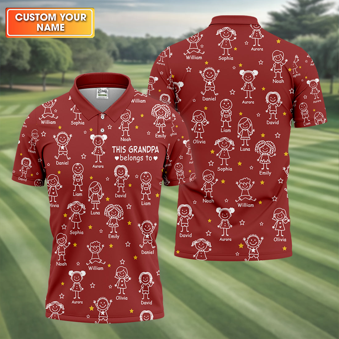 This Grandpa Dad Belongs To Kids Pet Red Golf Shirt, Polo Shirts For Men, Golf Gift For Men