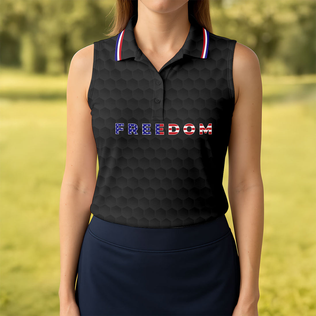 Freedom American Bald Eagle 250th Anniversary Black Golf Shirt, Patriotic 4th Of July Golf Shirt For Women
