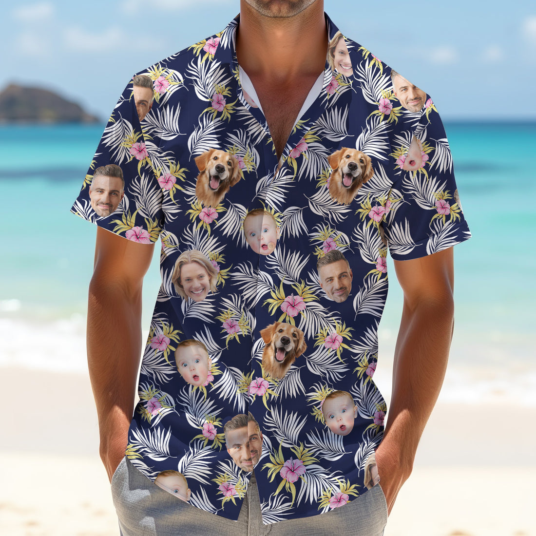 Hawaiian Golf Shirts, Floral Seamless Pattern, Hawaiian Shirts With Faces, Mens Tropical Shirts
