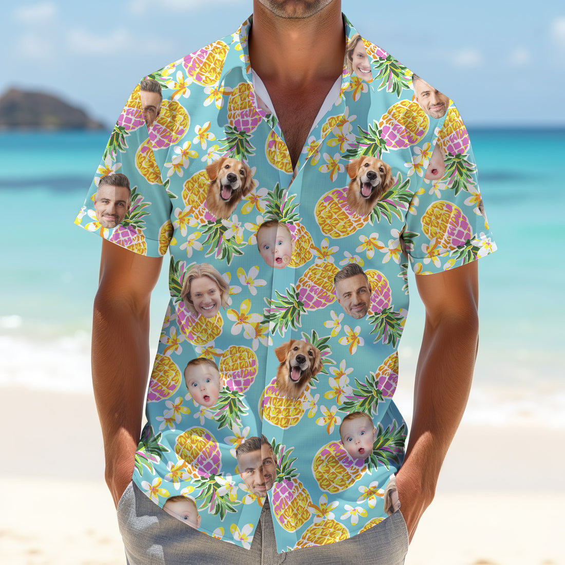 Pineapple Golf Shirts, Floral Seamless Pattern, Mens Hawaiian Golf Shirts, Custom Face Shirt, Best Golf Gifts Men