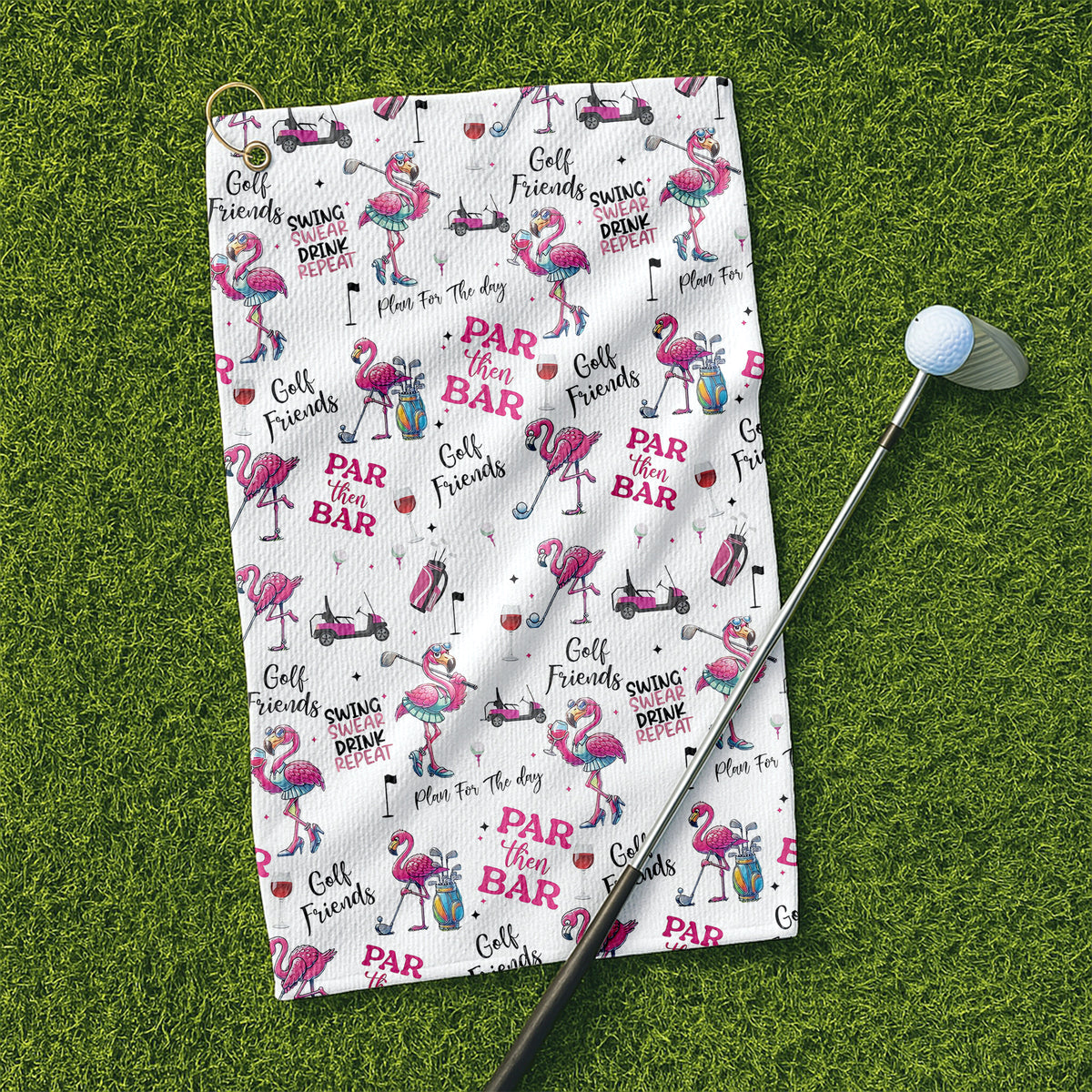 Golf Rag Flamingo Par Then Bar Golf Towel, Golf Rag, Golf Towel Women, Ladies G ...