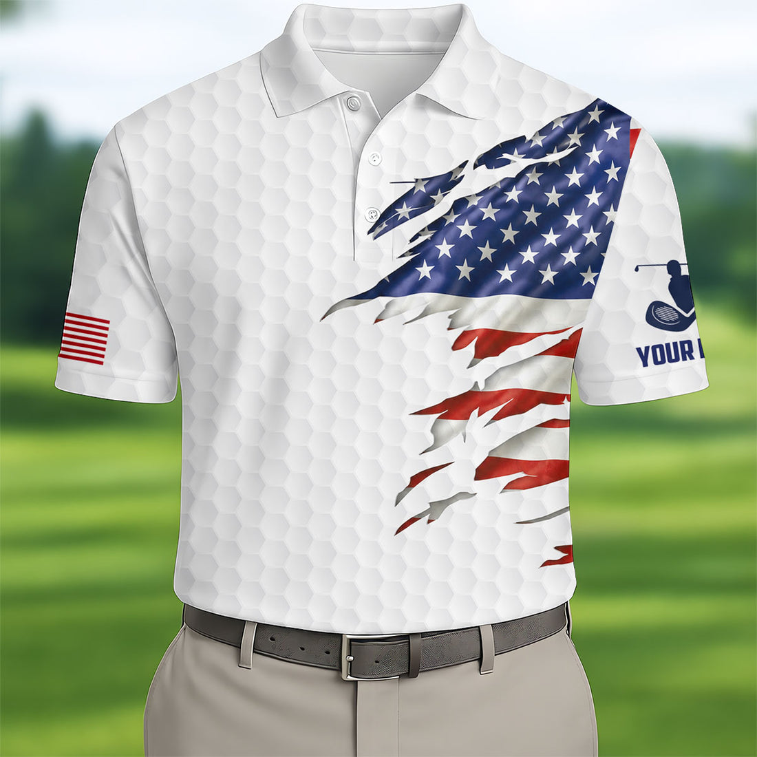 Best Dad By Par Patriotic Golf Shirt, US Flag Golf Shirt For Dad, Golf Tops For Men, Father's Day Golf Gift