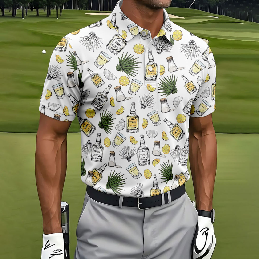 Tequila Lime Fiesta Time Golf Tops For Men, Cinco De Mayo Celebration Golf Shirts For Men
