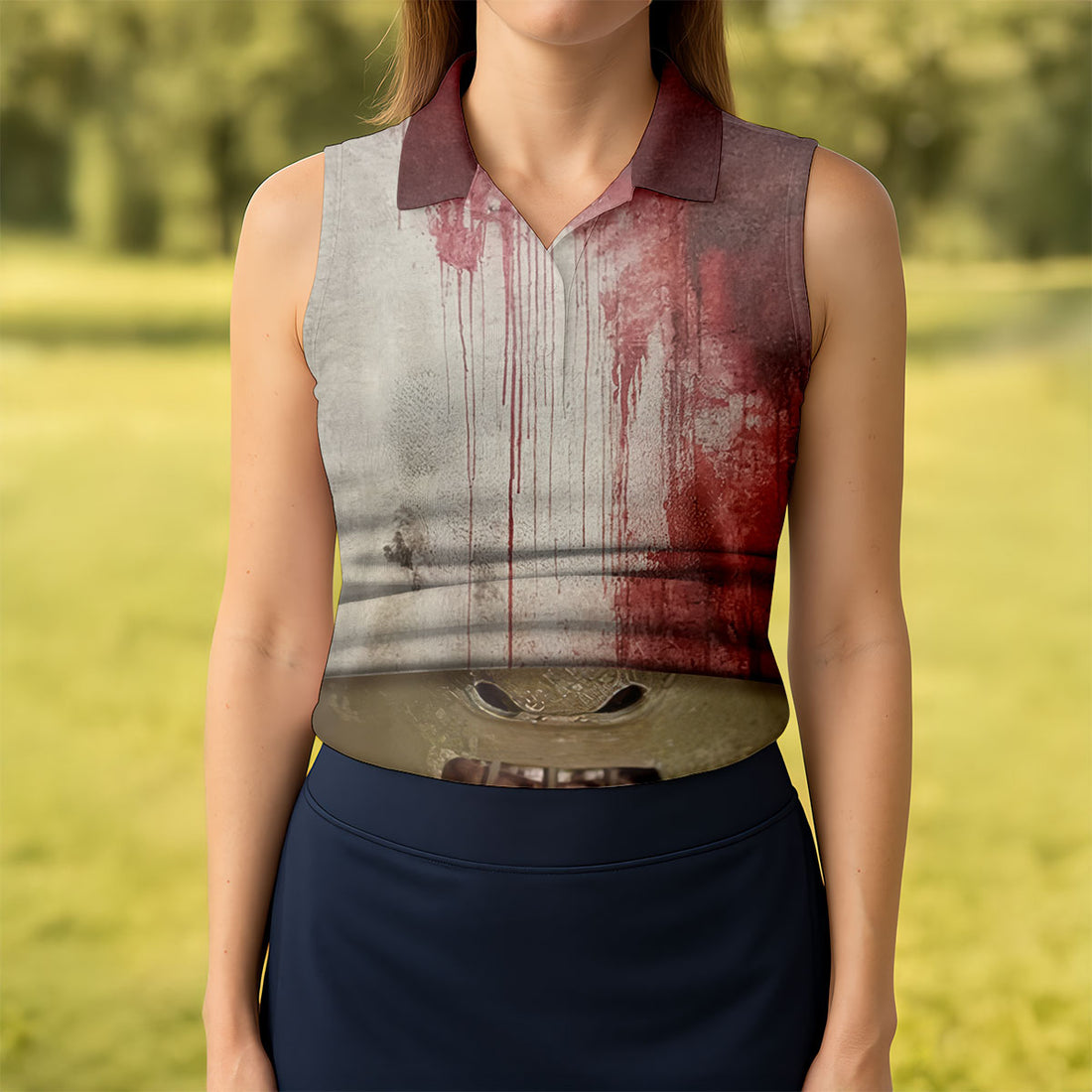 Muzzle Mask Horror Character Halloween Polo Shirt, Golf Polo For Women, Ladies Golf Top