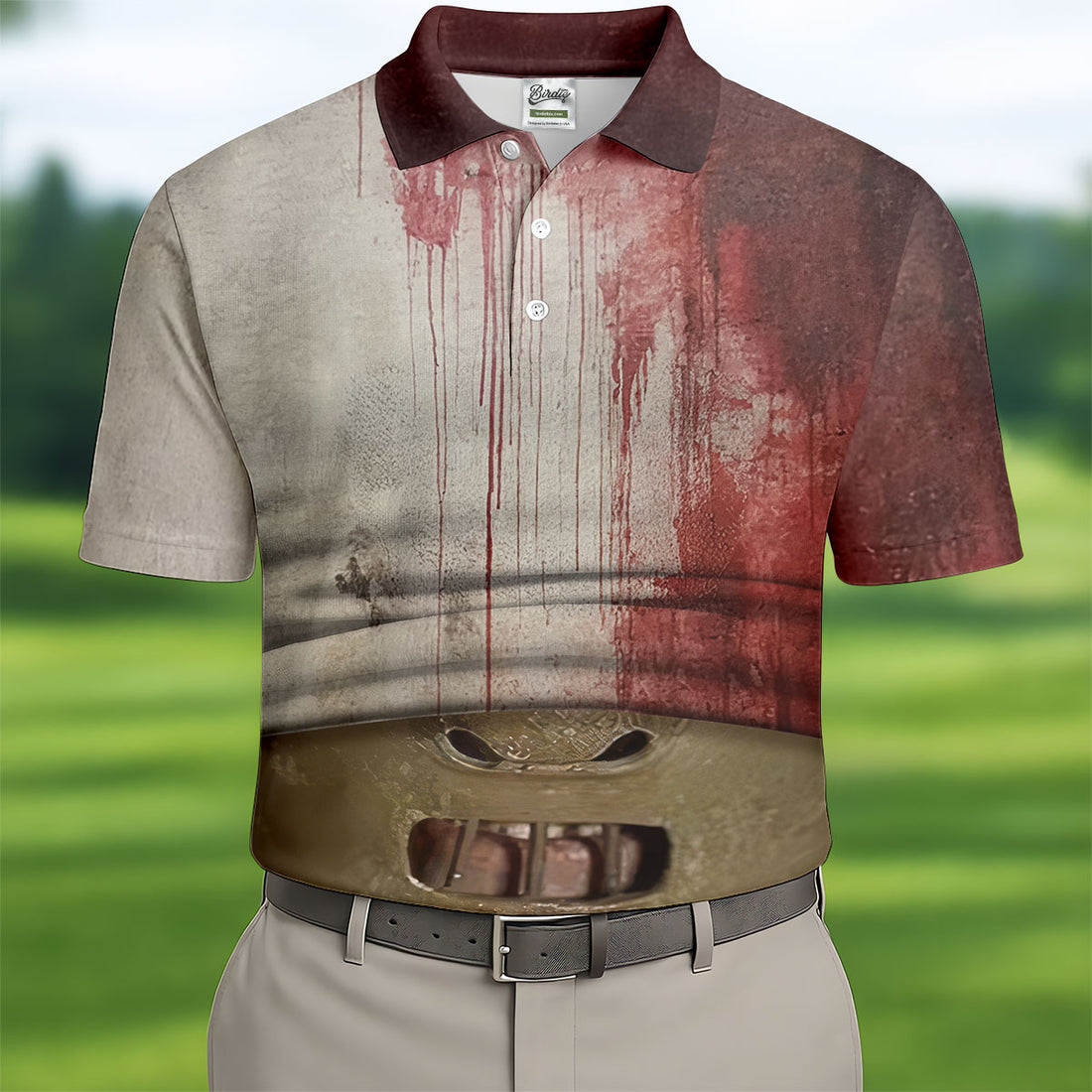 Muzzle Mask Horror Character Halloween Polo Shirt, Golf Shirts For Men, Mens Golf Shirts
