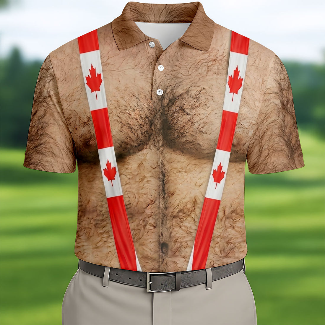 Hairy Body Canada Flag Funny Golf Shirt, Patriotic Golf Shirt, 250 Years Golf Shirts For Men