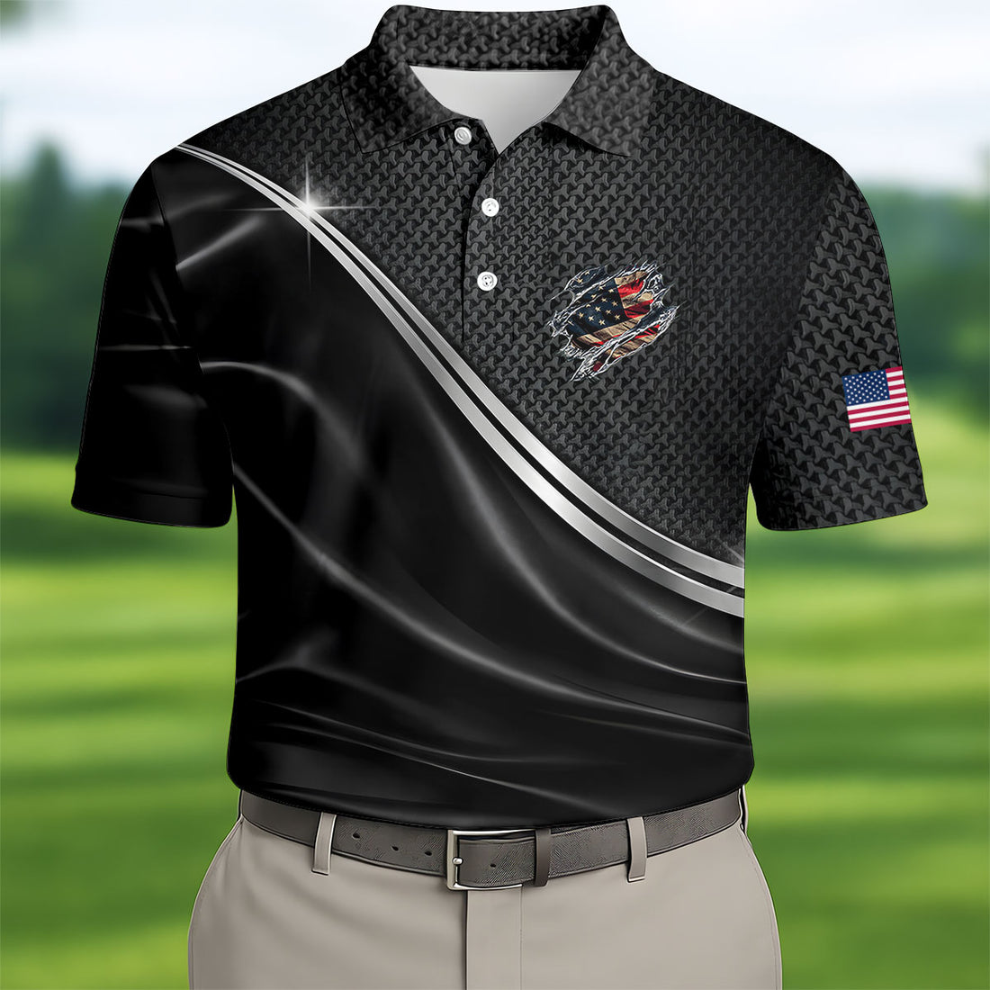 250 Years Ripped Flag Patriotic Golf Shirt, 4th Of July Golf Shirt, Golf Shirts For Men