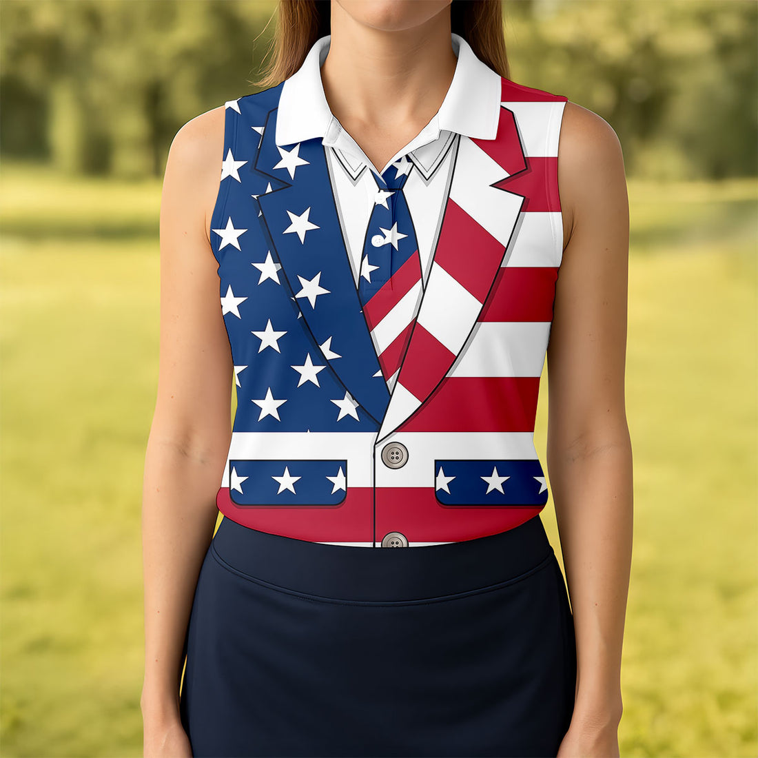 US Flag Costume Patriotic 4th Of July Golf Shirt, 250 Years Golf Shirt For Women