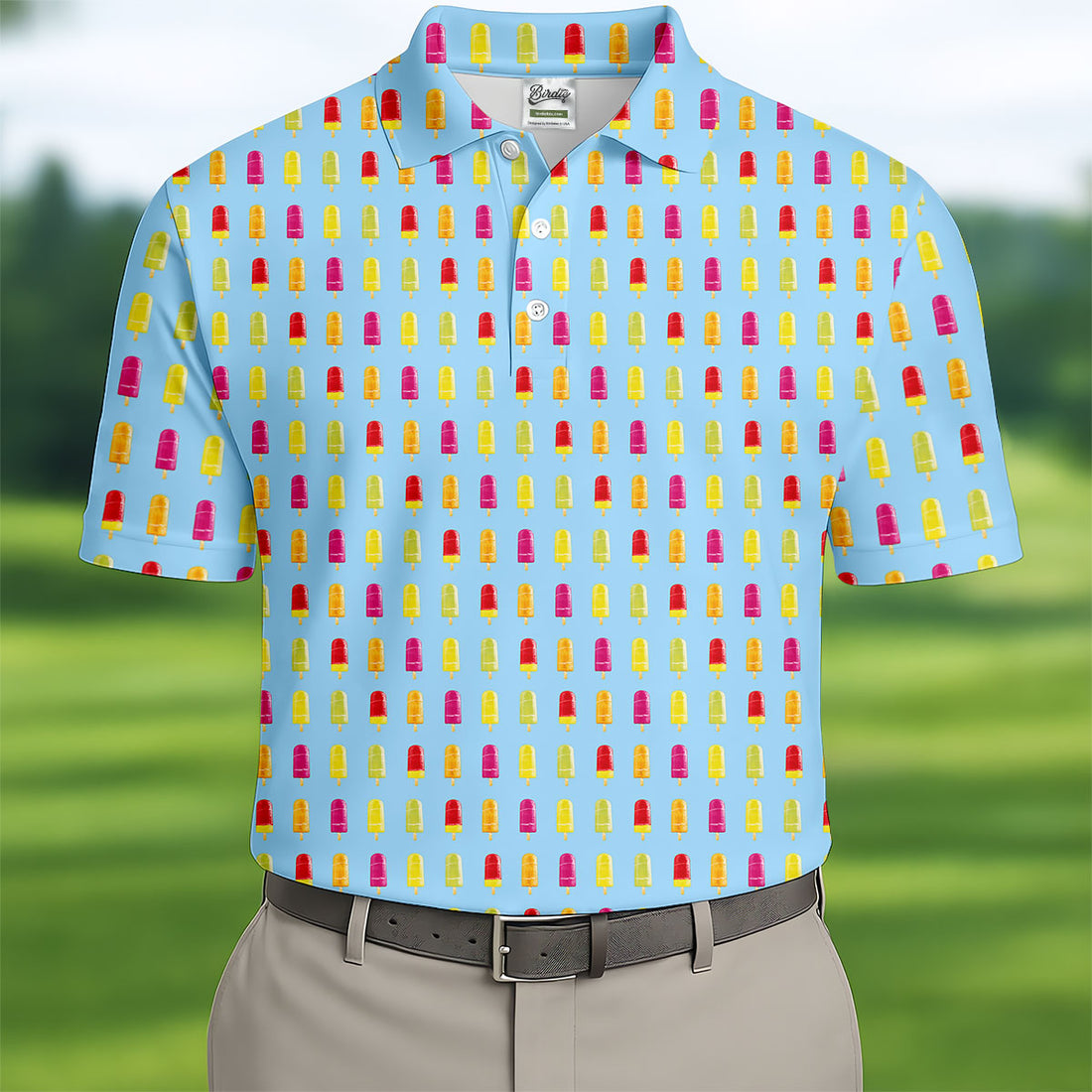 Colorful Popsicle Summer Pattern Golf Shirt, Mens Golf Polo, Printed Golf Shirts