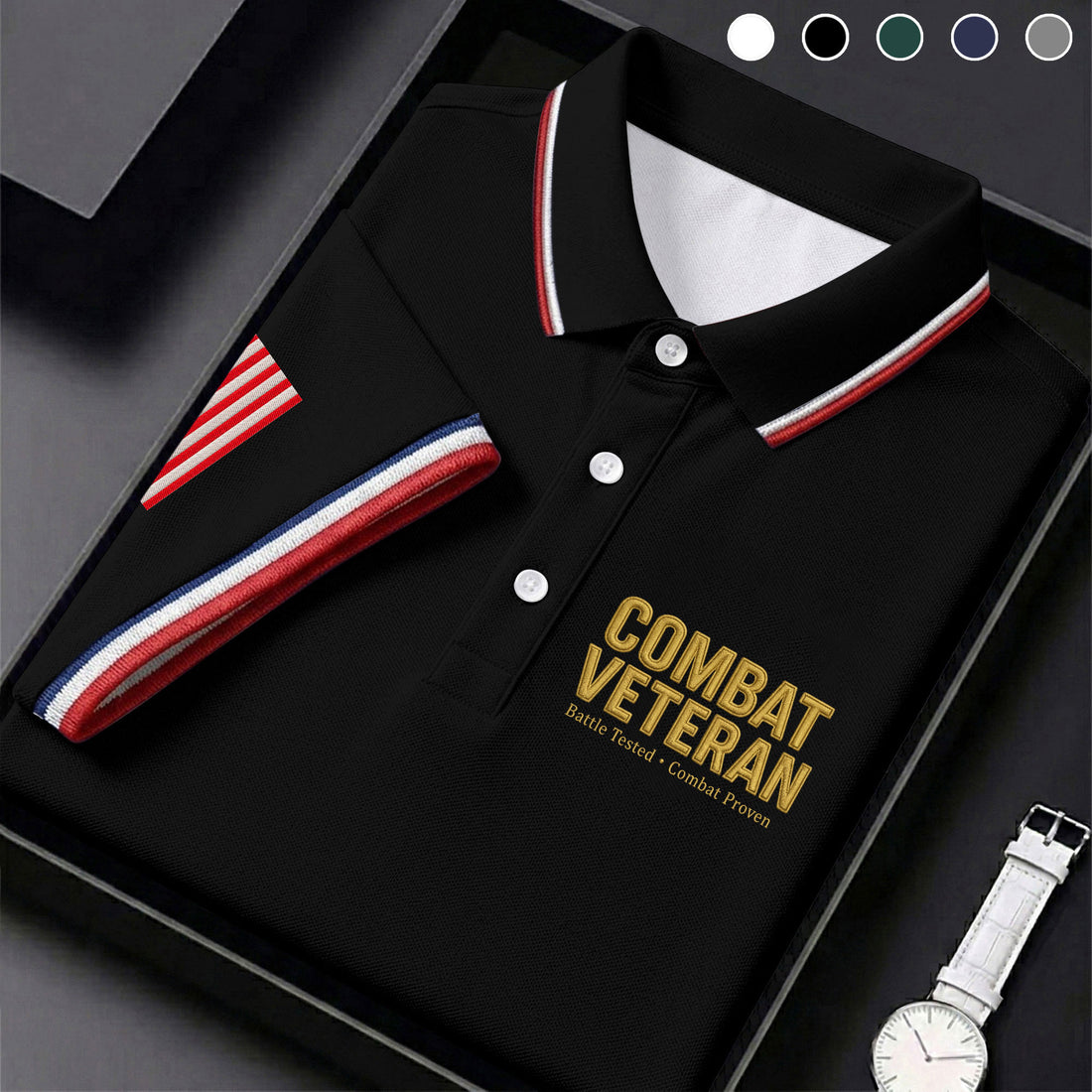 Combat Veteran 250 Years Patriotic Golf Shirt, Golf Shirts For Men, 4th Of July Golf Shirt
