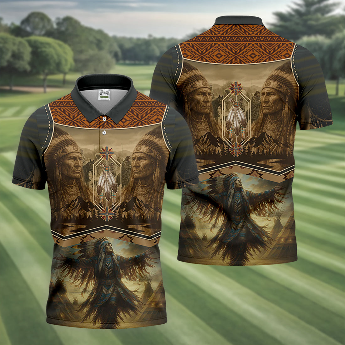 Spirit of the Ancestors Golf Tops For Men, Native American Ancestry Polo Shirts For Men, Indigenous Peoples Month