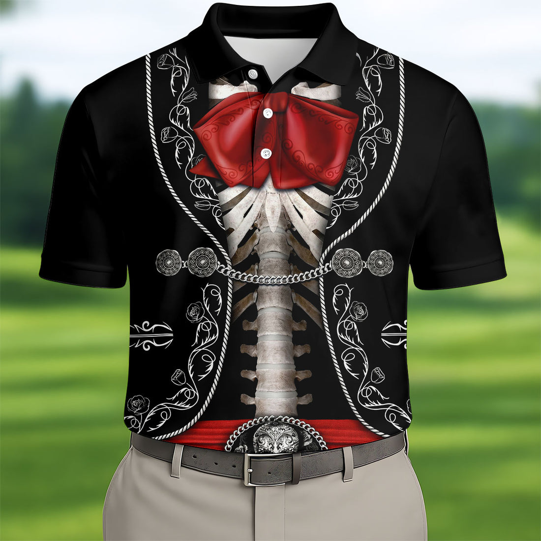 Mexican Fiesta Theme Red Costume Golf Tops For Men, Cinco De Mayo Celebration Golf Shirts For Men