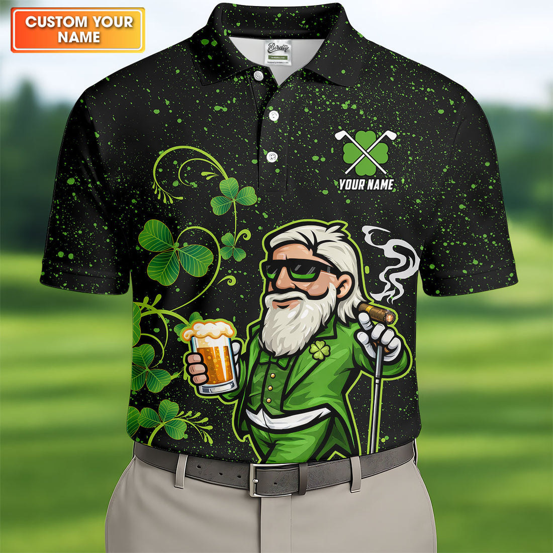 Grip It Rip It Sip It St Patrick's Day Leprechaun Golf And Beer Shamrock Golf Shirt, Golf Shirts For Men