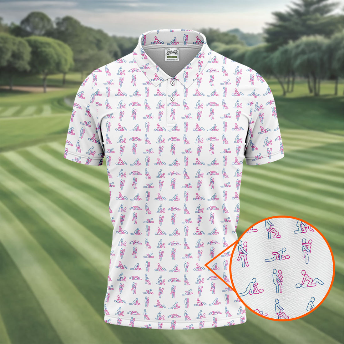 Stick Figure Couple Naughty Position Golf Shirts For Men, Men's Funny Golf Shirts, Polo Shirts For Men