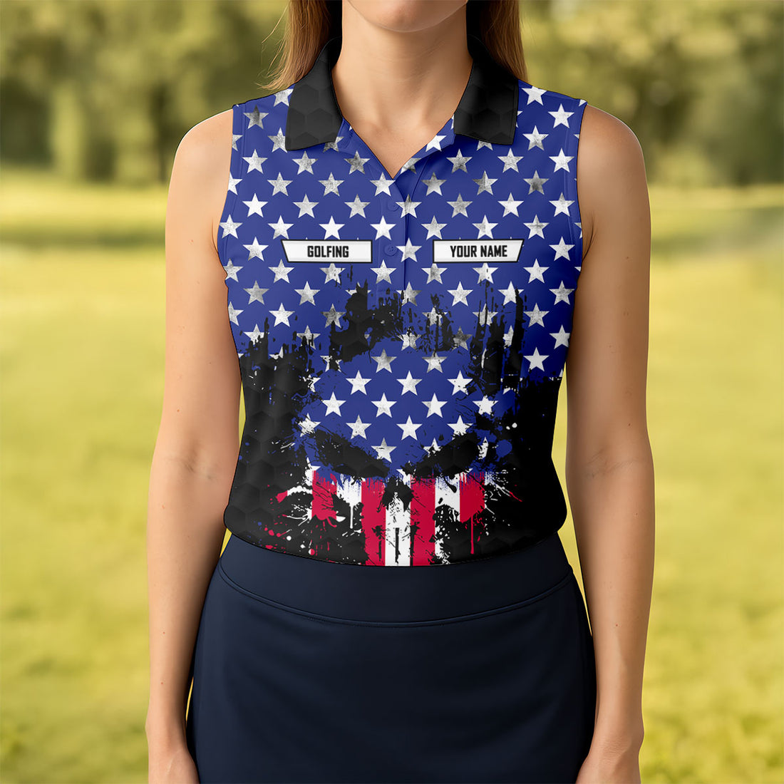 Golf Saved Me From Being A Pornstar Distressed American Flag Skull Golf Shirt, 250 Years Golf Shirt For Women