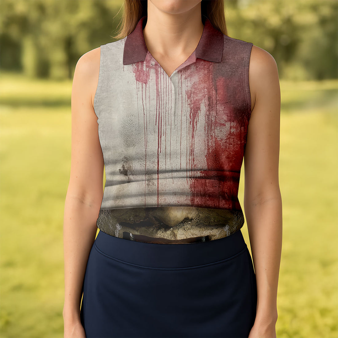 Leather Mask Horror Character Halloween Polo Shirt, Women’s Golf Apparel, Ladies Golf Top