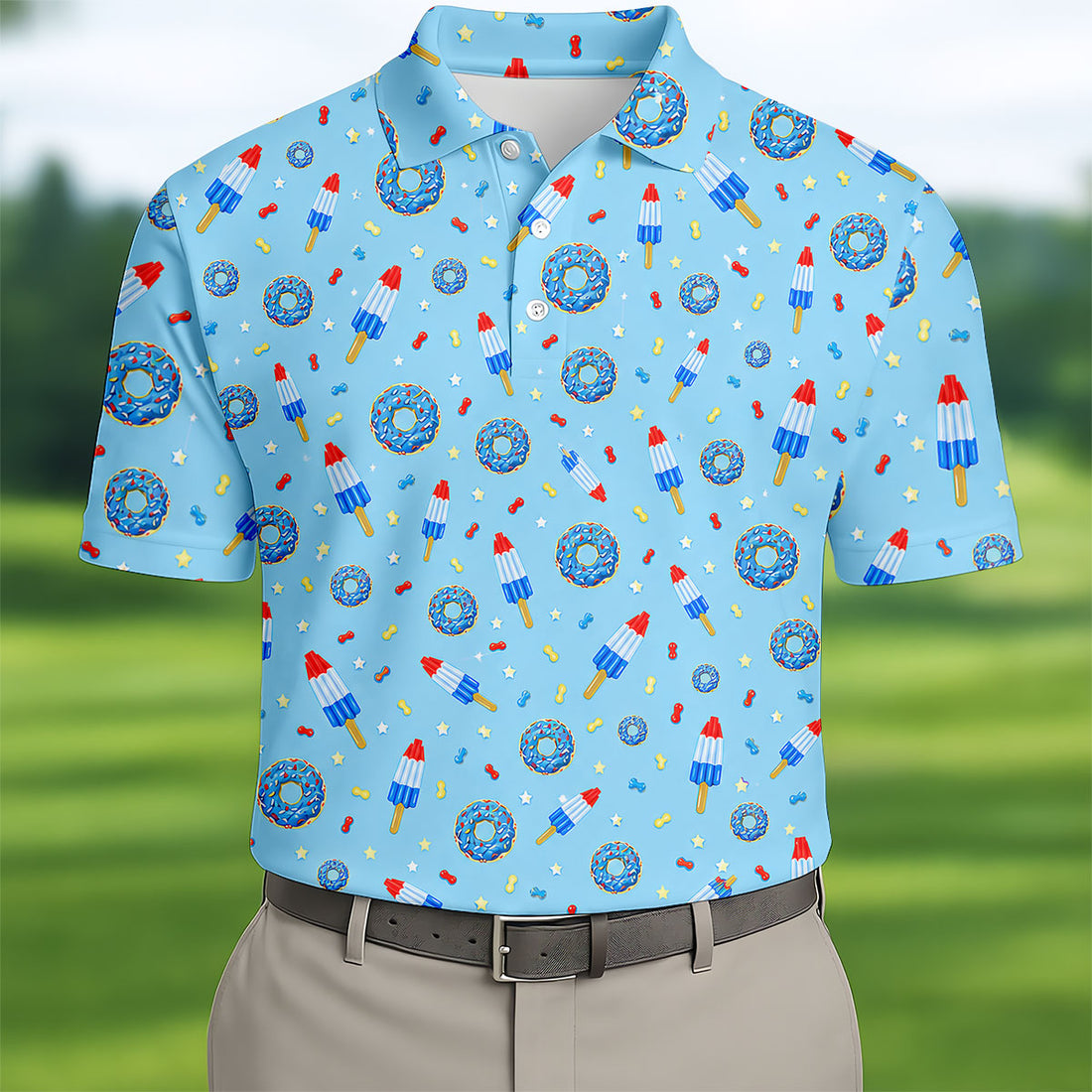 Red White Blue Funny Sweets 250 Years Patriotic Golf Shirt, 4th Of July Golf Shirts For Men