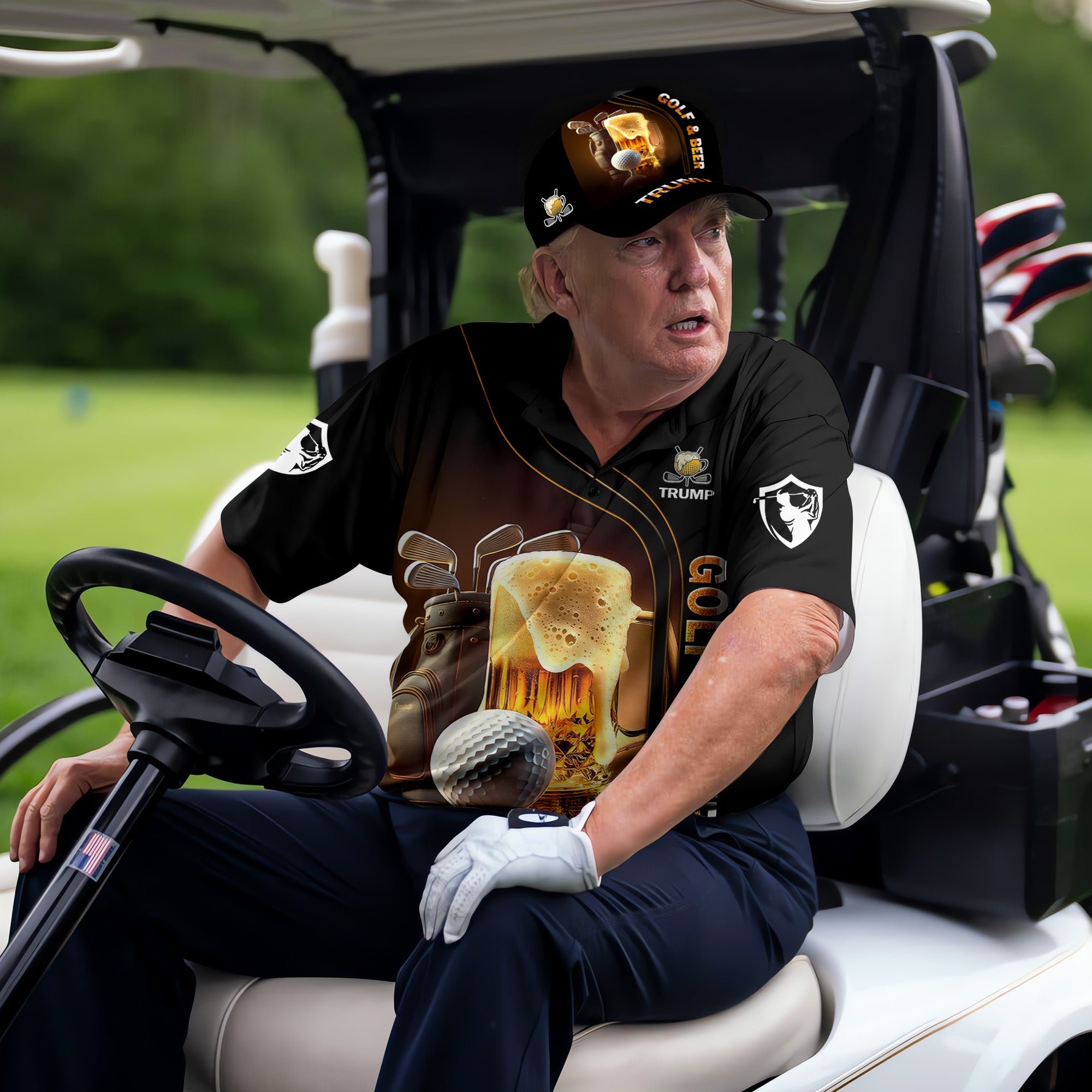 BirdieTee Golf And Beer polo shirt design detail