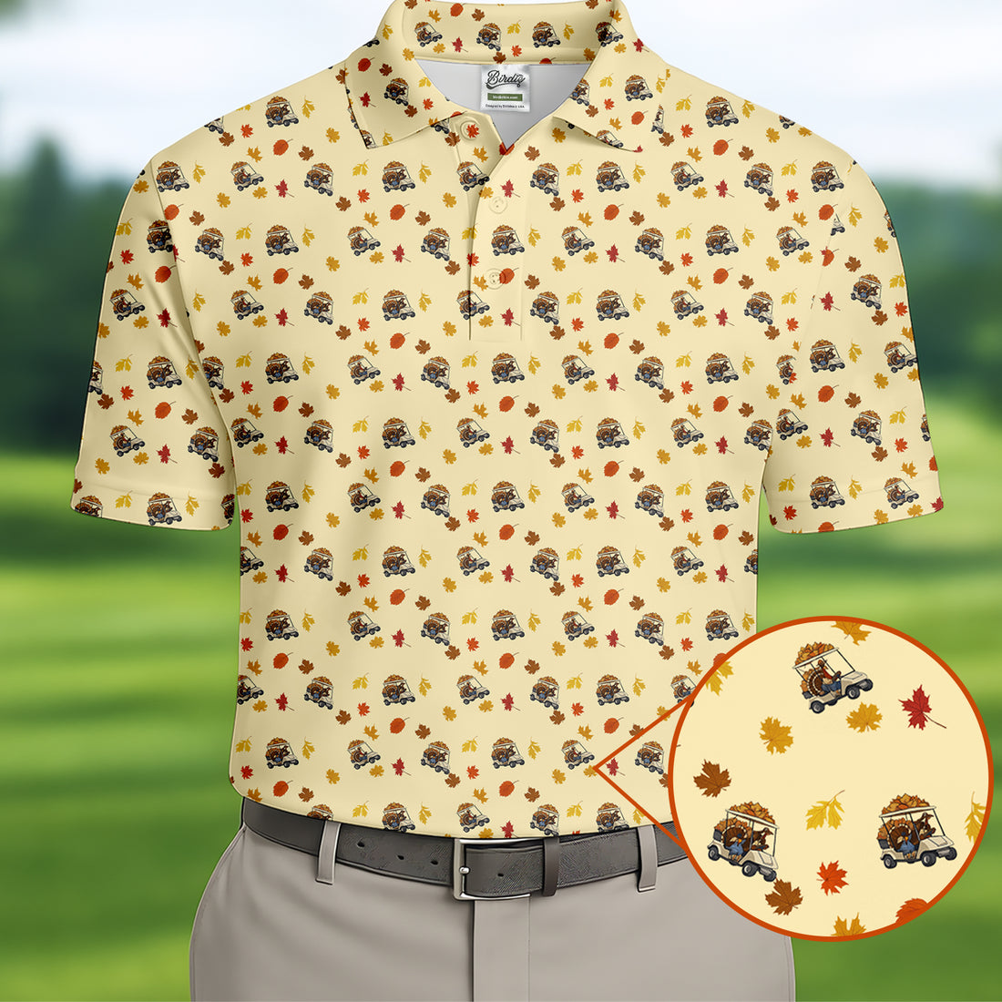Thanksgiving Turkey Golf Cart Golf Polo Shirts, Polo Shirts For Men, Cool Golf Gift, Golfing Apparel