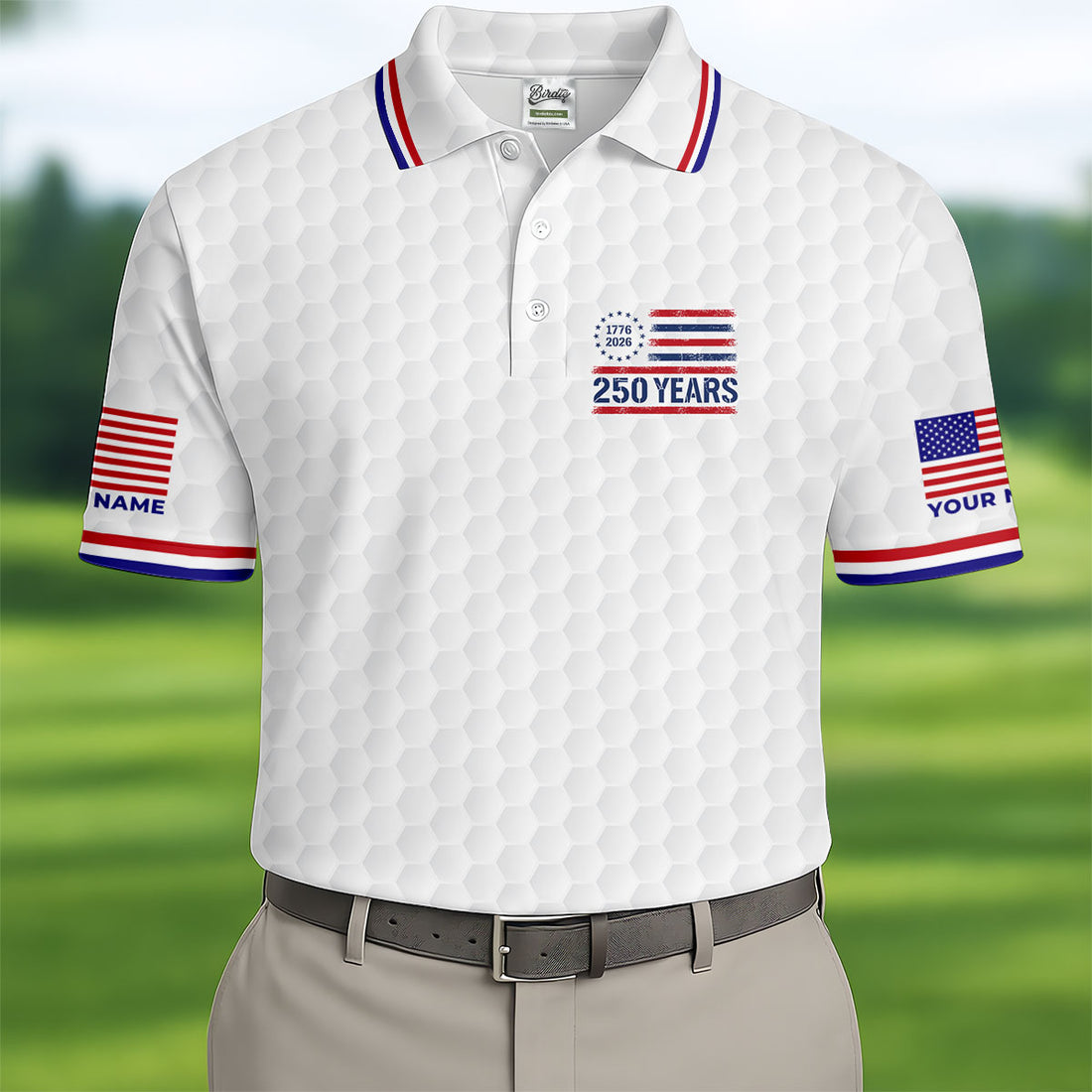 One Nation Under God We The People White Golf Shirt, 250 Years 4th Of July Golf Shirts For Men