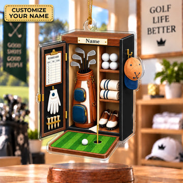 Custom Name Golf Locker Acrylic Ornament, Christmas Keepsake, Holiday Tree Decor