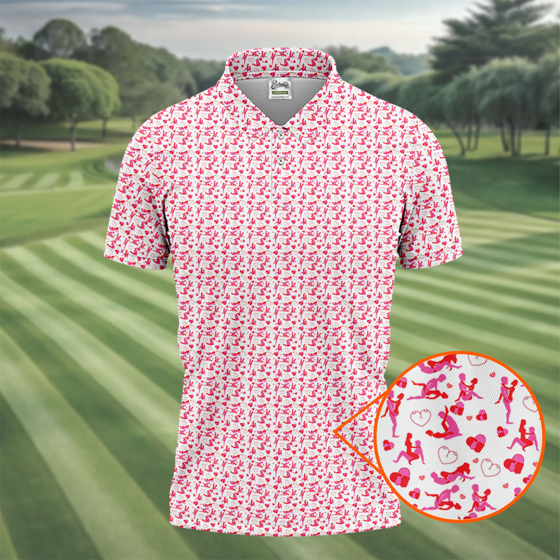 Naughty Couple Hot Positions Fun Golf Shirts For Men, Valentines Golf Gift, Polo Shirts For Men