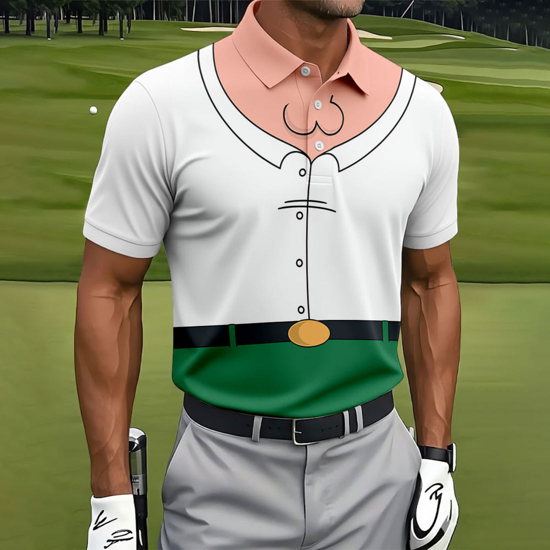Funny Cartoon Costume Halloween Polo Shirt, Golf Polo For Men, Mens Golf Apparel