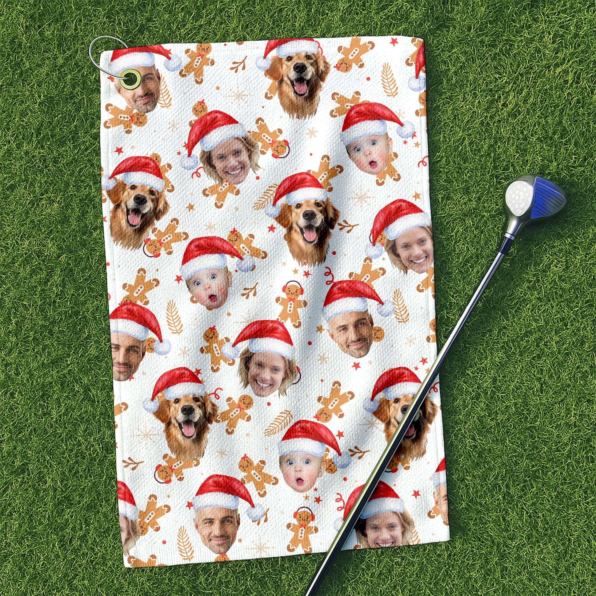 Custom Face Christmas Gingerbread White Golf Towel, Christmas Golf Gif ...