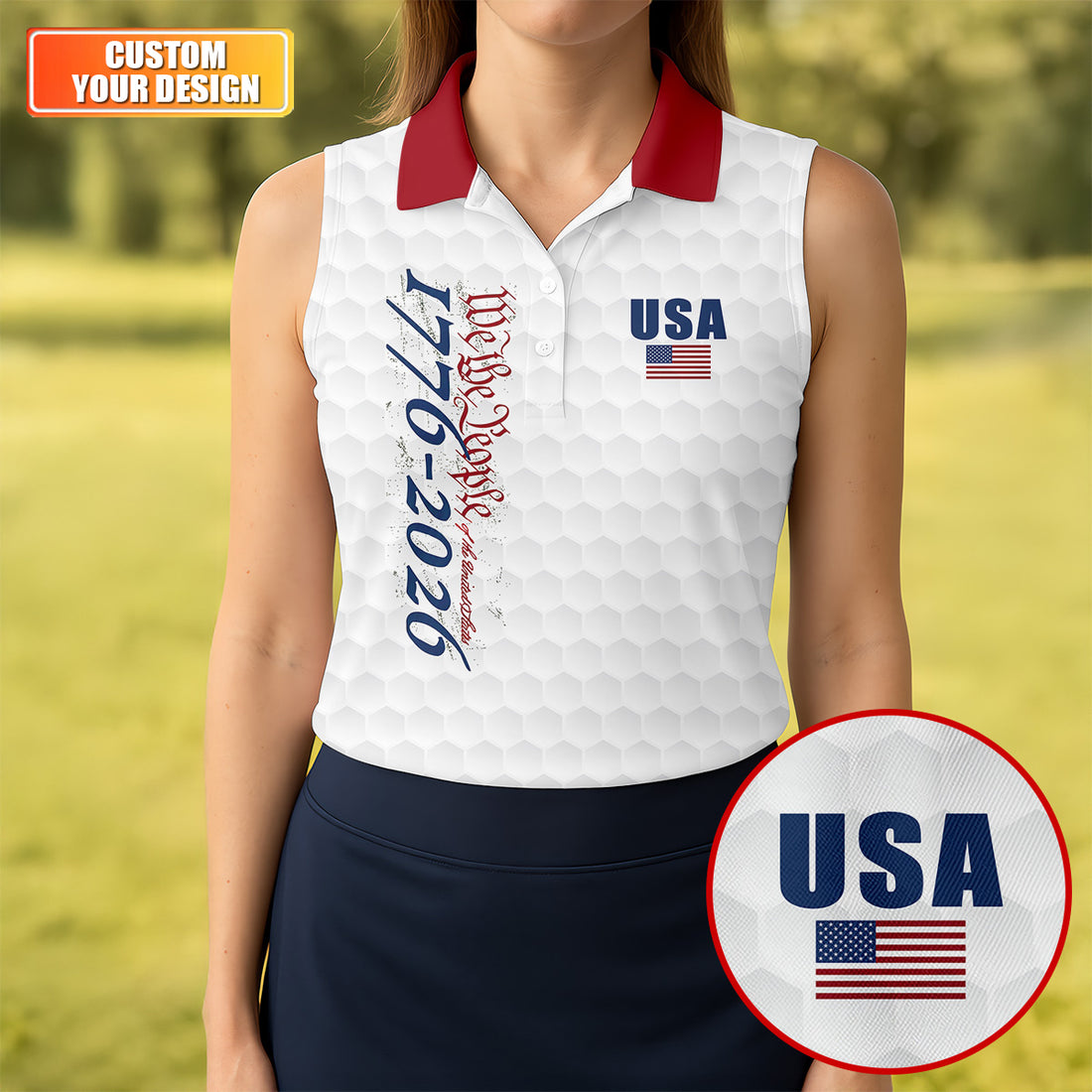 Descendant Of A Patriot We The People Golf Shirt For Women, Patriotic 4th Of July Golf Shirt