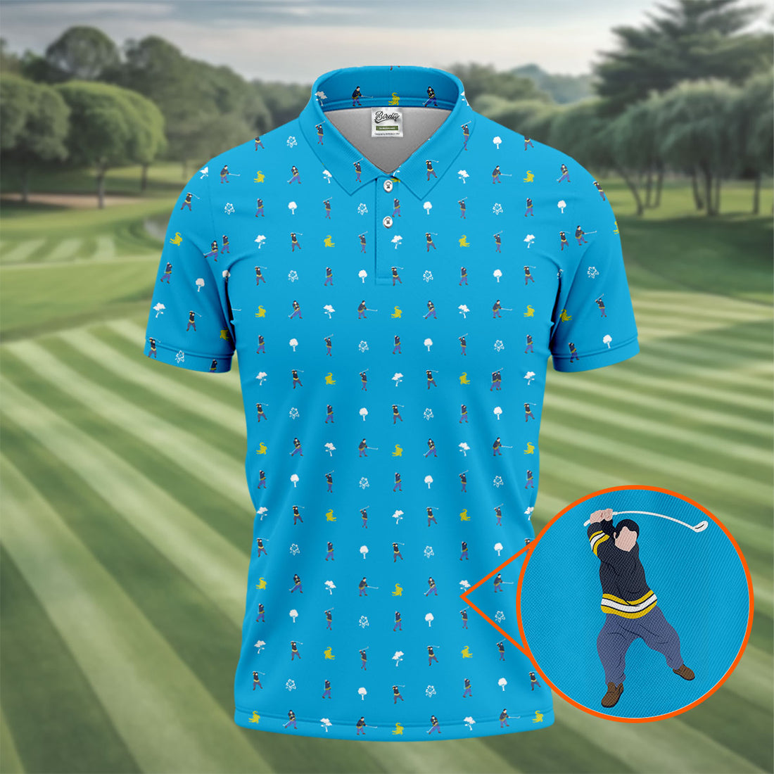 30th Anniversary Sport Movie Character Blue Golf Shirt, Men's Funny Golf Shirts, Golf Shirts For Men