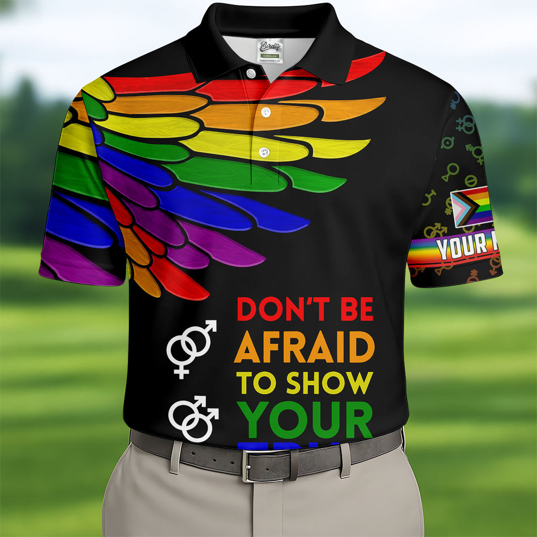 Don't Be Afraid To Show Your True Color LGBT Golf Polo For Men, Pride Month Celebrate Men's Golf Shirt