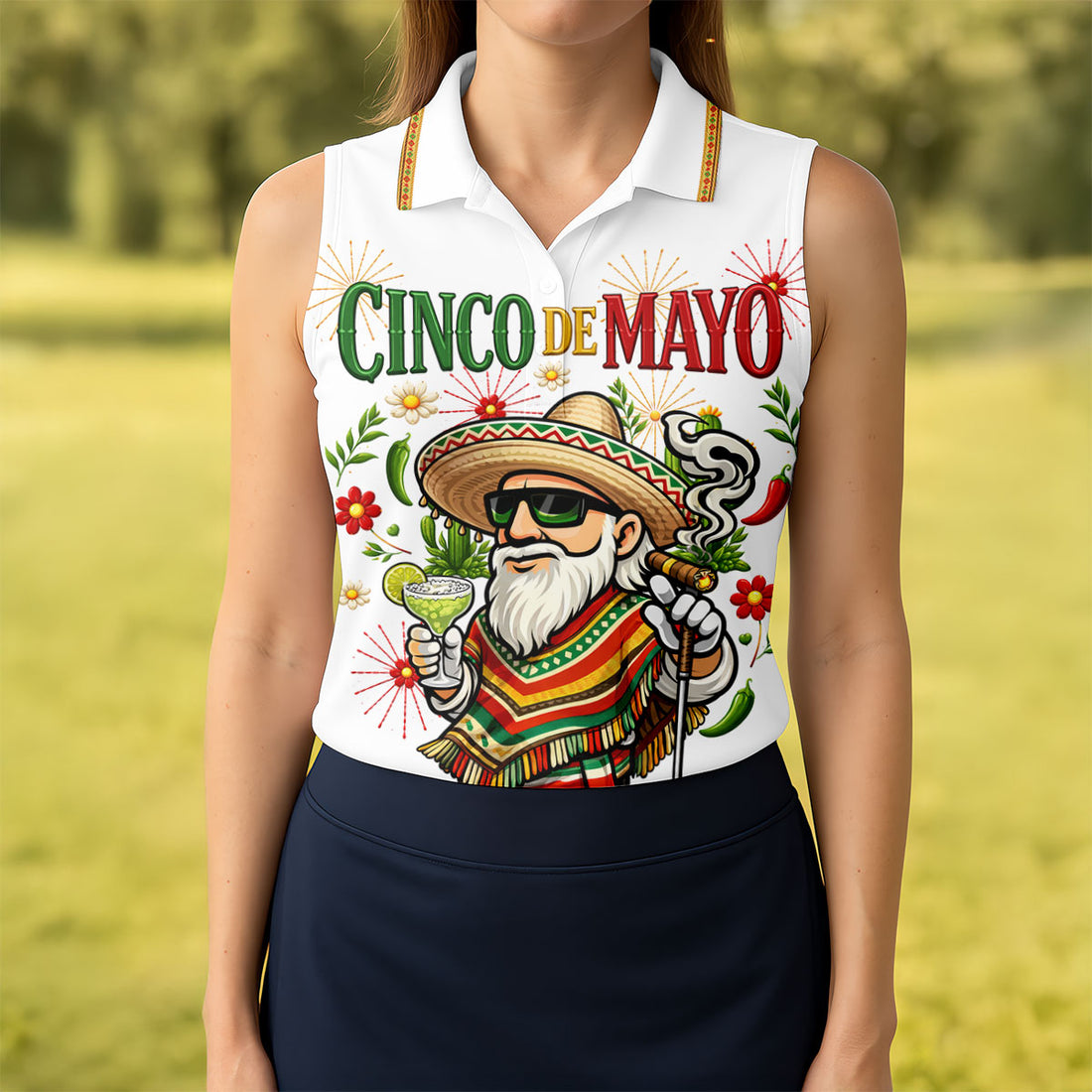 Margarita Man Cinco De Mayo Celebration White Golf Shirt, Fiesta Theme Golf Shirt For Women