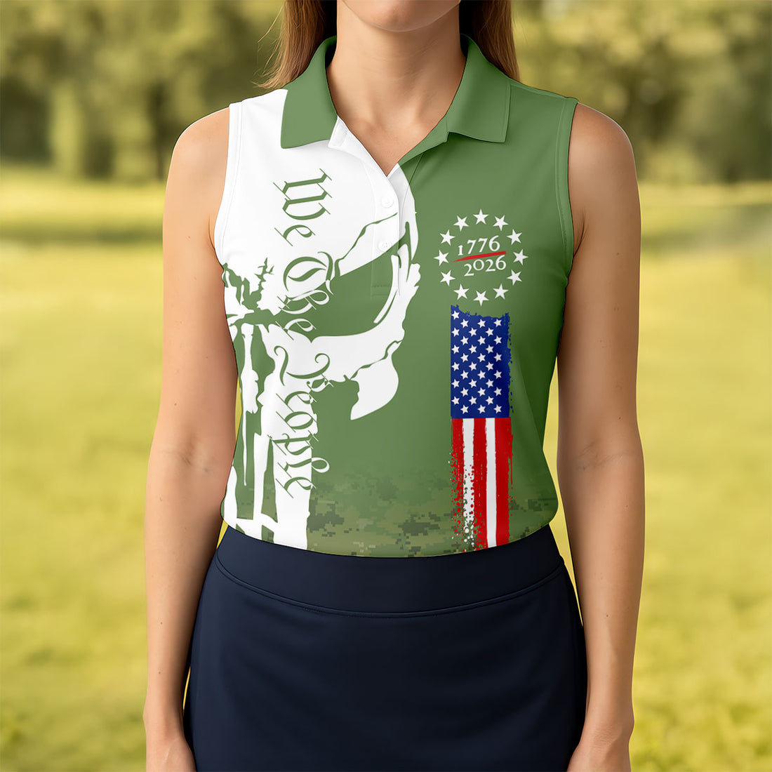 American Bill Of Rights Camo Golf Shirt, 250 Years 4th Of July Golf Shirt For Women