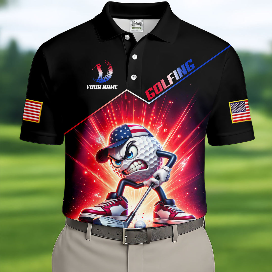 I Was One Under Today Patriotic Funny Golf Polo For Men, US 250th Anniversary Golf Shirt, 4th Of July Golf Shirt