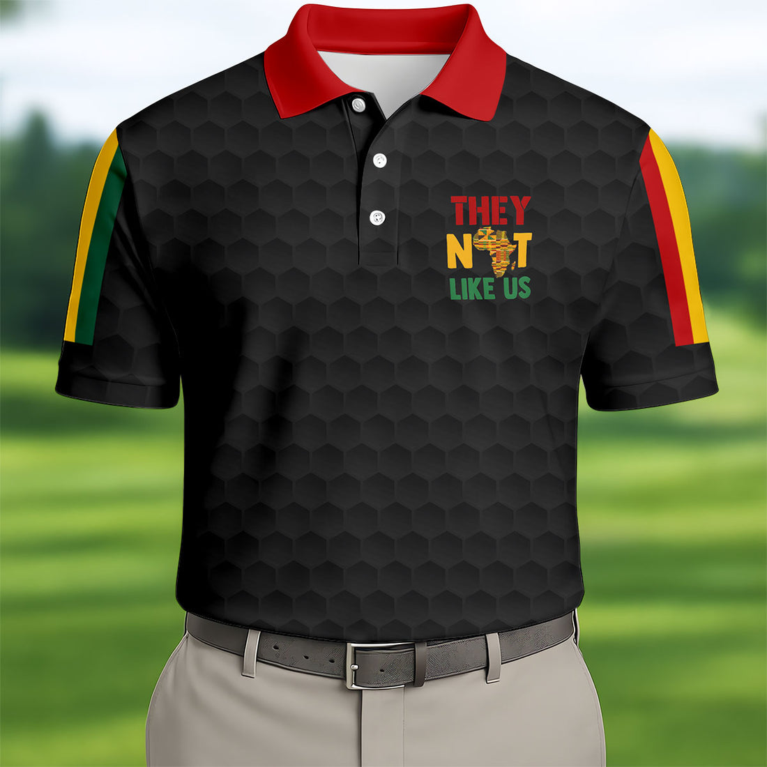 Juneteenth They Not Like Us Africa Performance Golf Polo Shirt, Golf Shirts For Men, Printed Golf Shirts
