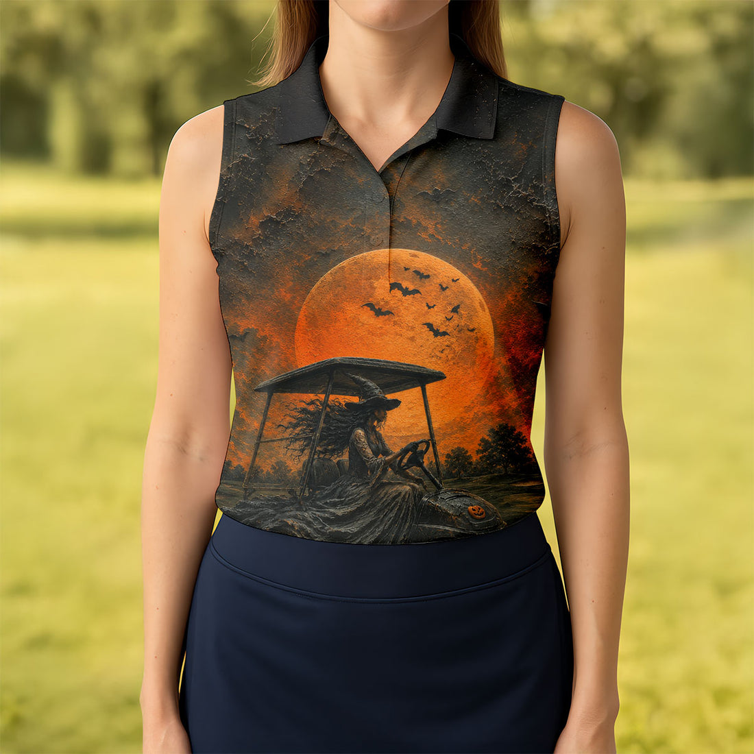 My Broom Broke So Now I Drive A Golf Cart Halloween Shirt, Golf Polo For Women, Women's Golf Apparel