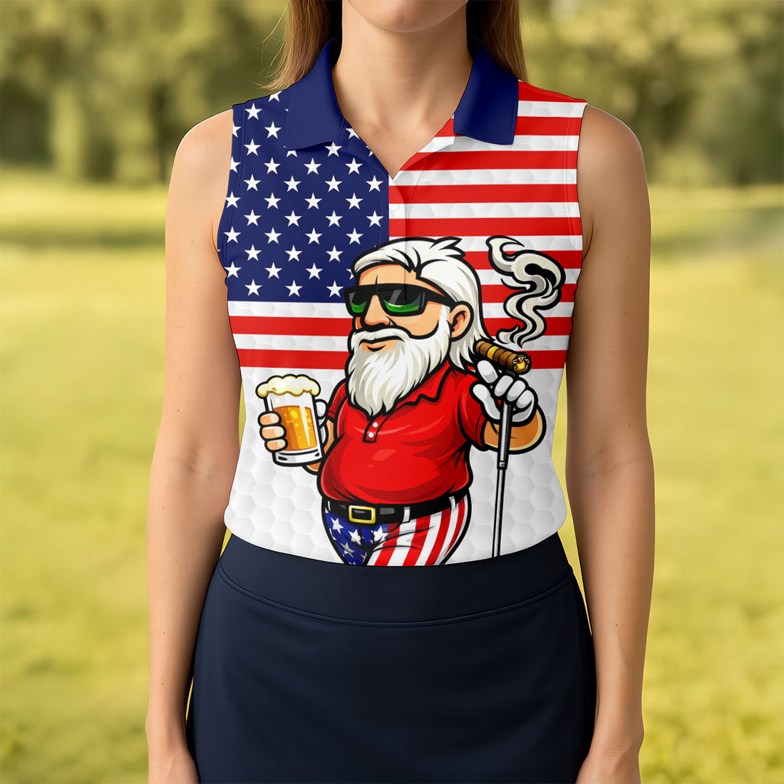Never Underestimate An Old Man With A Golf Club And Beer Funny 250 Years Golf Shirt For Women