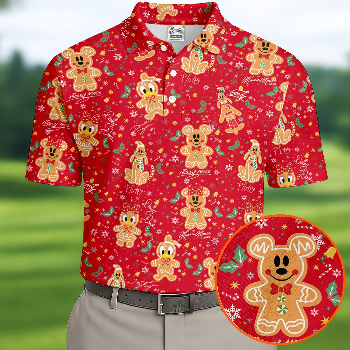 Cute Gingerbread Classic Cartoon Characters Christmas Golf Shirt, Fun ...
