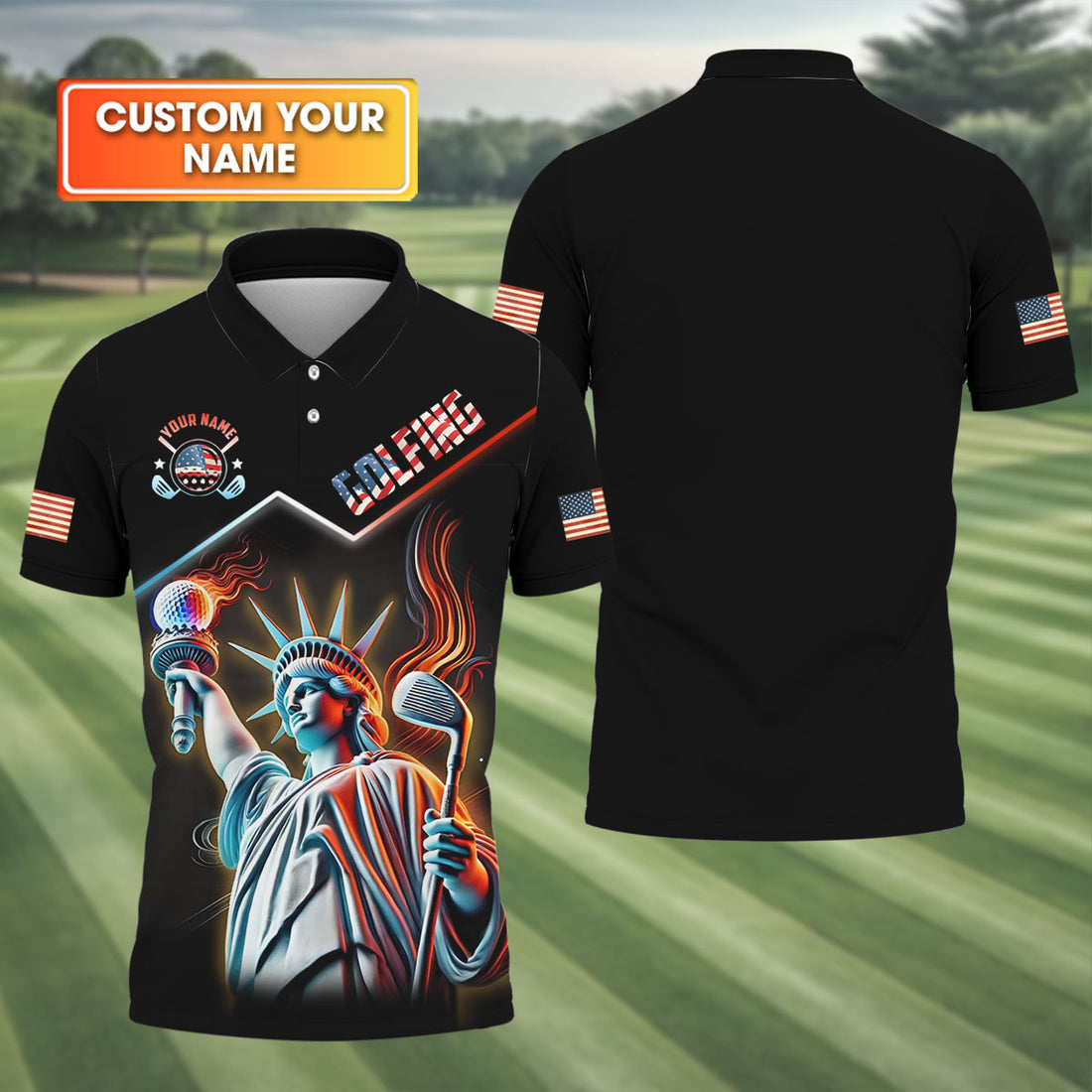 Statue of Liberty Custom Funny Golf Polo Shirt, Dad Golf Gift