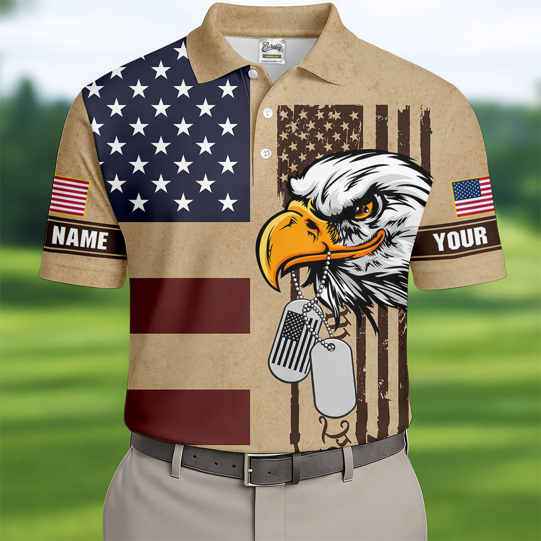 250 Years Bald Eagle American Flag Vintage Golf Shirt, Patriotic 4th Of July Golf Shirts For Men