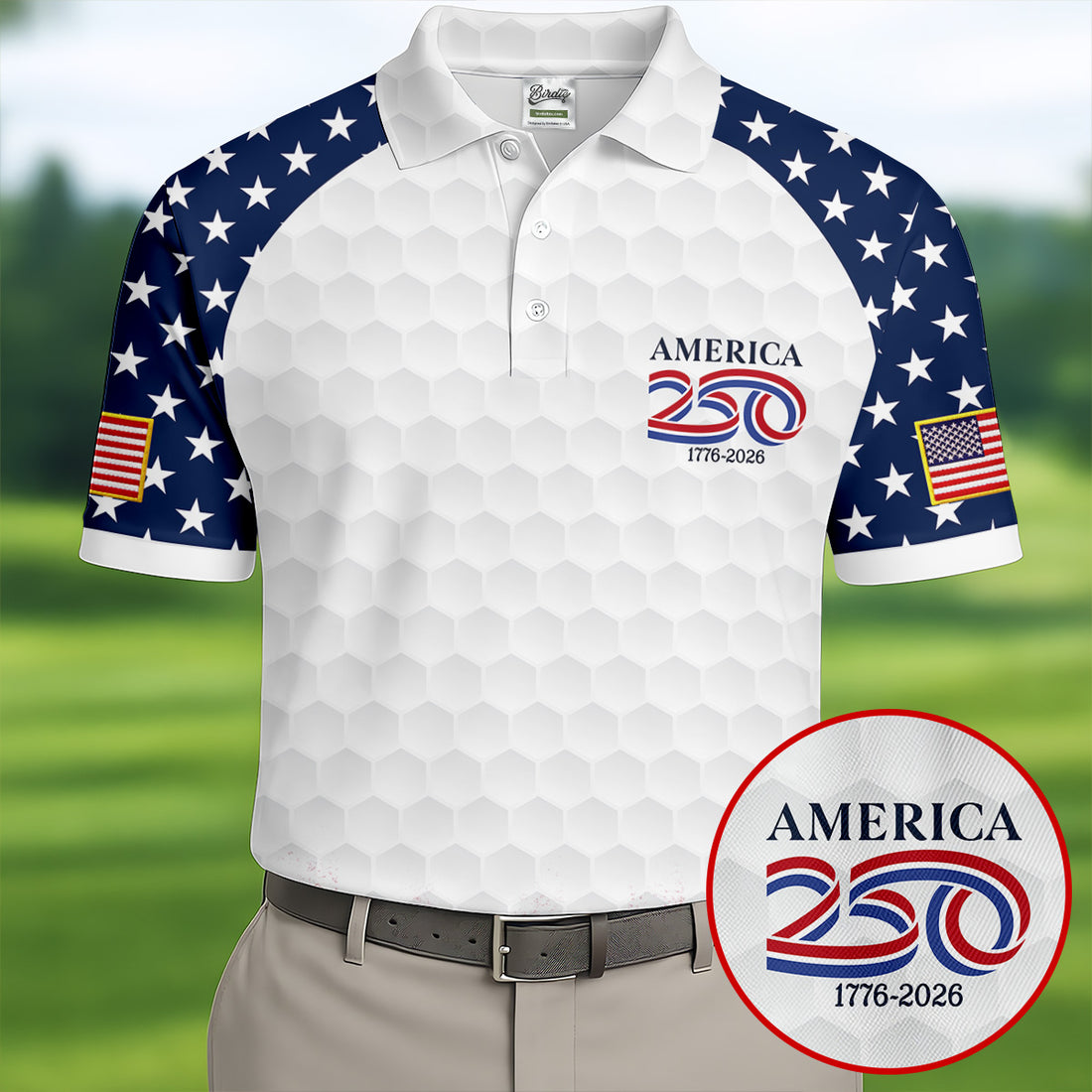 250th Anniversary Descendant Of A Patriot American Flag Golf Shirt, Patriotic 4th Of July Golf Shirts For Men