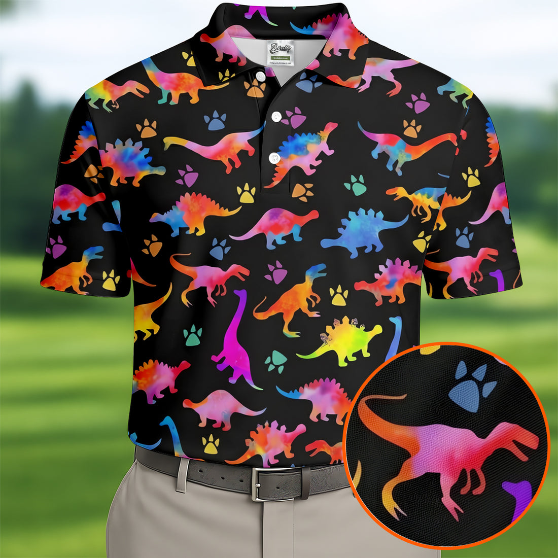 Dinosaur Lover Colorful Golf Shirt, Men’s Golf Shirt, Golf Polo Shirts For Men