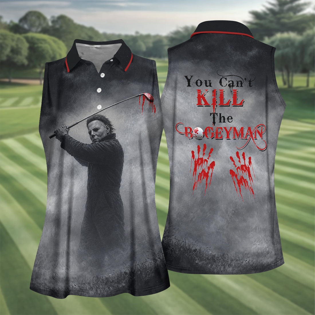 You Cant Kill The Bogeyman Horror Character Halloween Shirt, Womens Golf Polo, Ladies Golf Shirts