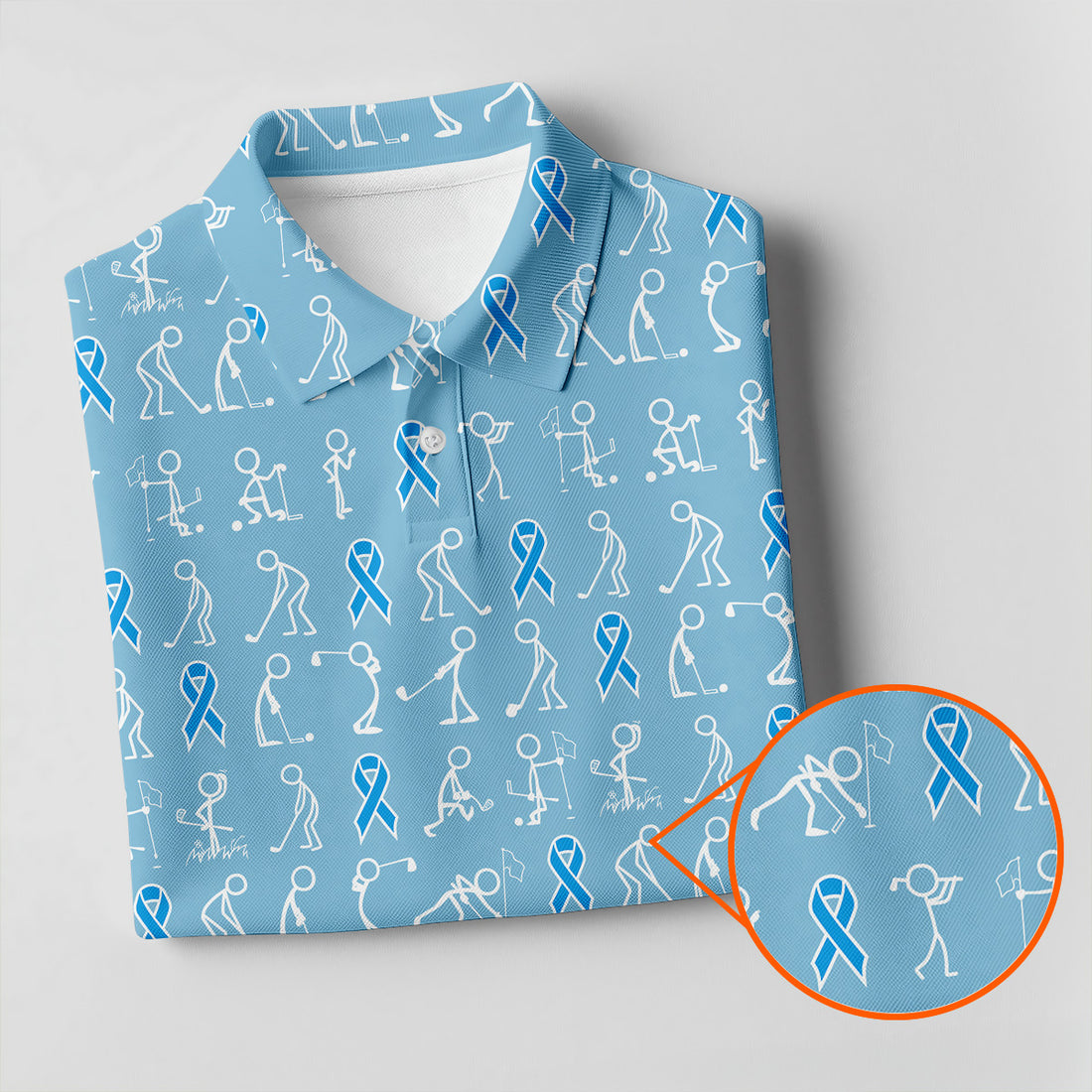 Funny Stick Figure Women Golf Shirt, Prostate Cancer Awareness Shirt, Blue Golf Shirt, Ladies Golf Shirt