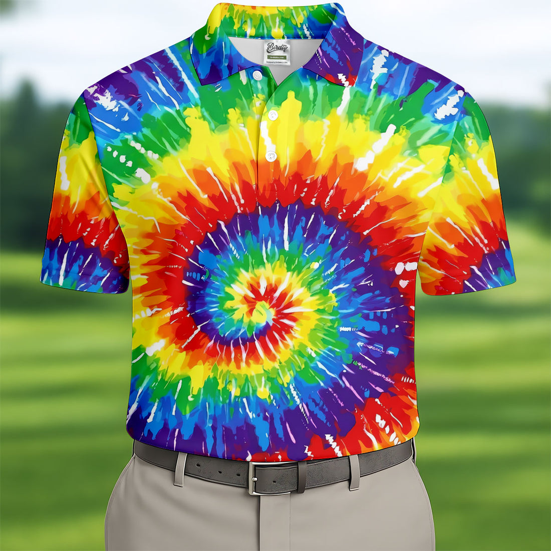 LGBT Rainbow Tie-Dye Golf Tops For Men, Pride Month Celebrate Golf Shirts For Men