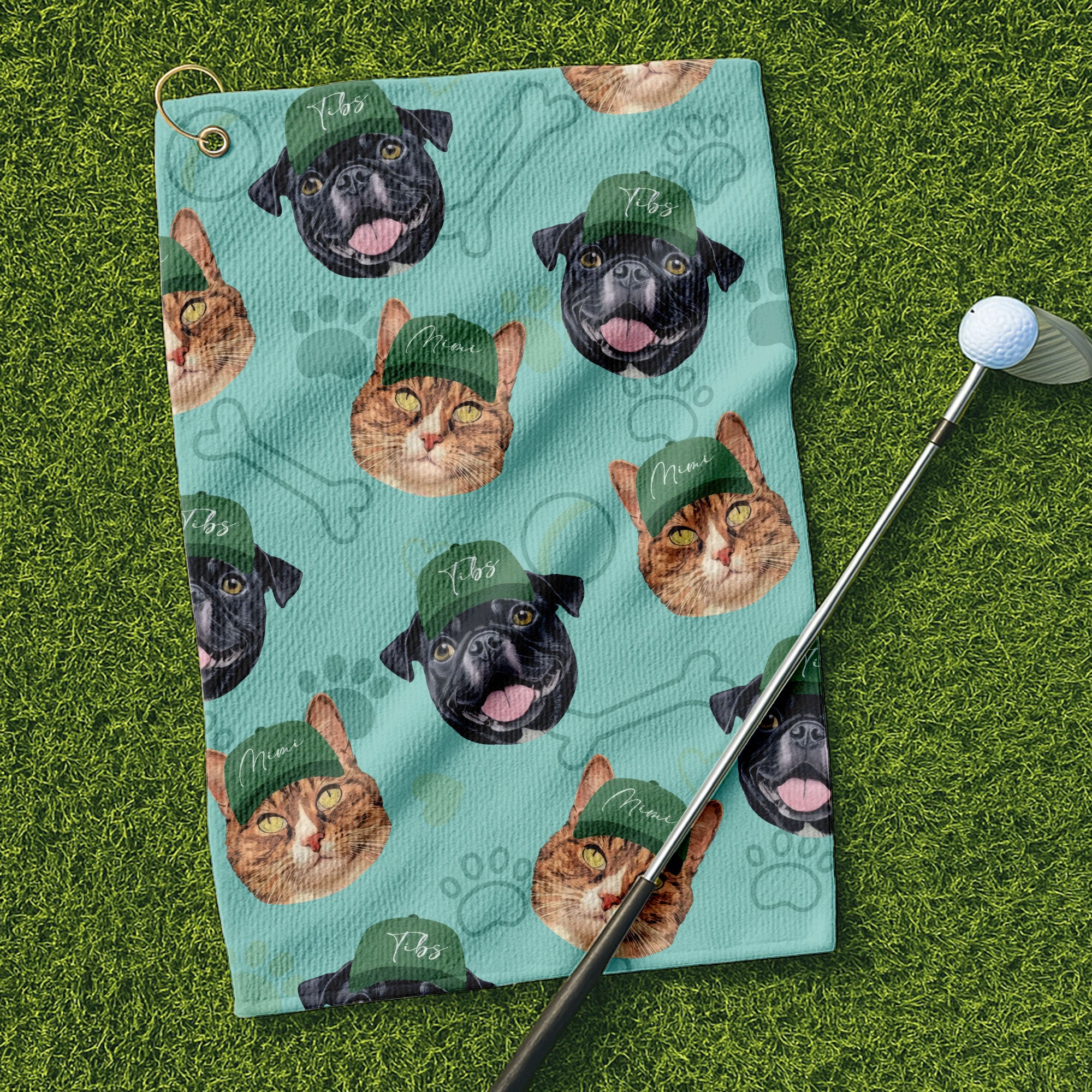 BirdieTee custom pet face golf towel