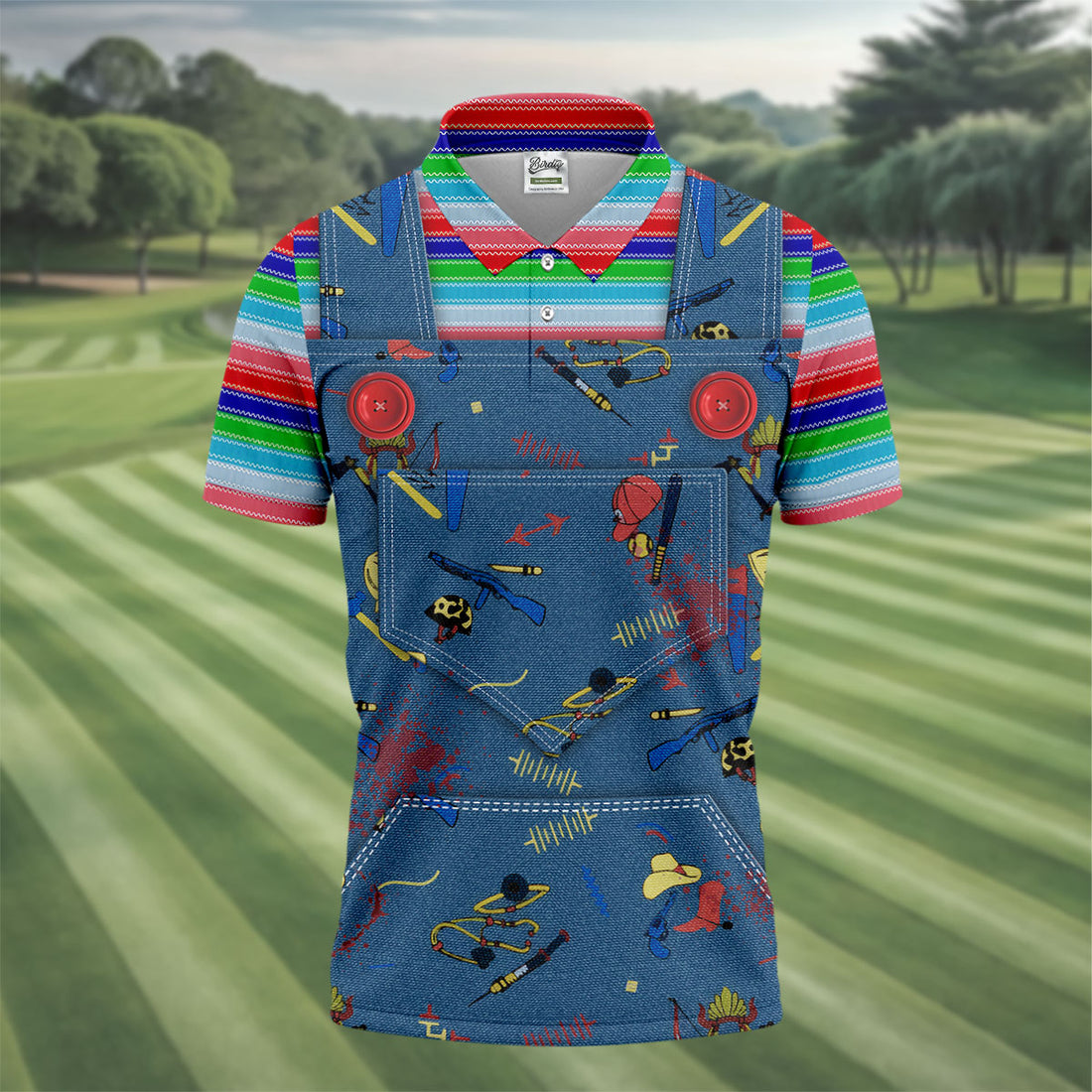 Creepy Halloween Horror Character Golf Tops For Men, Horror Cosplay Fun Men's Golf Polos, Polo Shirts For Men